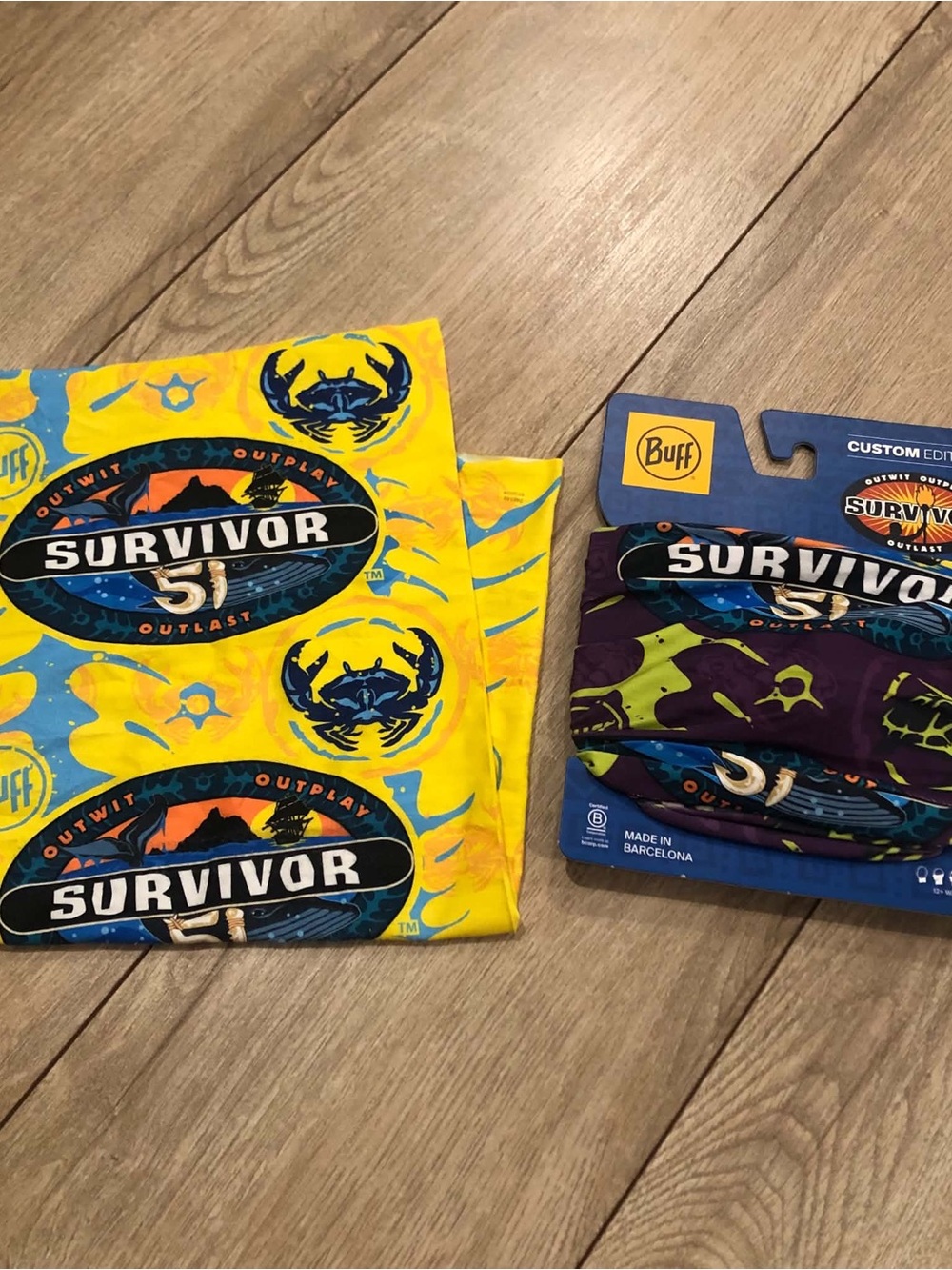 Official Survivor Season 51 Yellow Toka + Purple Savu Tribe BUFF Headwear Set